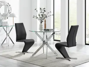 Furniturebox UK Novara 100cm Round Dining Table & 2 Black Willow Chairs