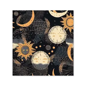 Gold Sun and Moon Premium Glass Kitchen Splashback W600mm x H600mm