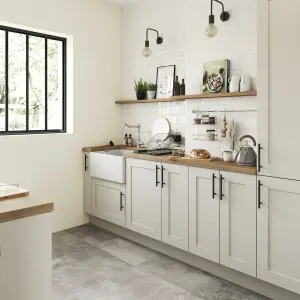 GoodHome Verbena Painted natural ash Matt cashmere Shaker Tall larder Cabinet door (W)500mm (H)1467mm (T)20mm