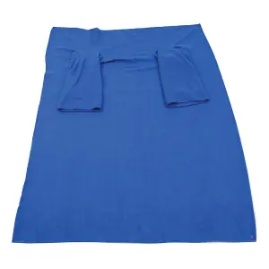 Blue Polyester Fleece Blanket with Oversized Sleeves - Machine Washable