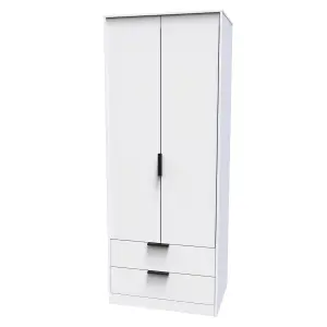 Fuji 2 Door 2 Drawer Wardrobe in White Matt (Ready Assembled)