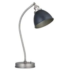 Luminosa Franklin Task Table Lamp, Aged Pewter Plate, Matt Black Paint