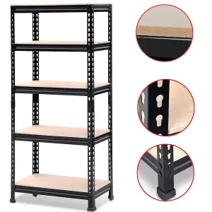 Yaheetech Black Metal 5 Tiers Boltless Storage Shelf for Warehouse Home