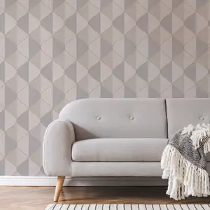 Fresco Ogee Textured Geometric Natural Wallpaper