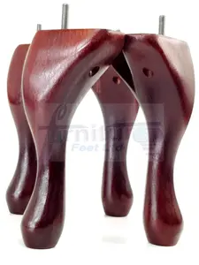 QUEEN ANNE WOODEN LEGS 250mm MAHOGANY HIGH SET OF 4 REPLACEMENT FURNITURE FEET  M8