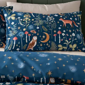 Enchanted Twilight Animals Duvet Cover Set Navy / King Duvet Cover + 2 Standard Pillowcases