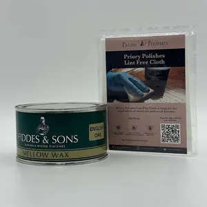 Fiddes Mellow Wax, English Oak 400ml & Free Priory Polishes Lint Free Cloth