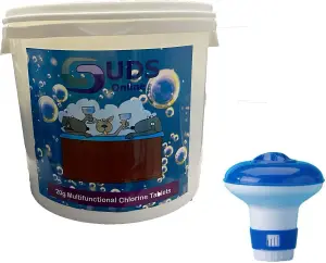 SUDS-ONLINE 5kg Multifunctional Chlorine Tablets 20g Swimming Pool Chemicals With Floating Dispenser