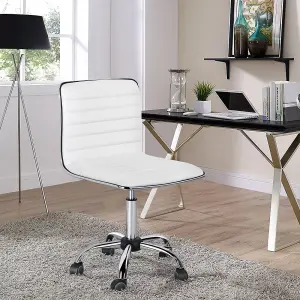 Yaheetech PU Leather Armless Desk Chair for Home Office - White