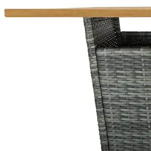 Berkfield Bar Table Grey 80x80x110 cm Poly Rattan and Solid Acacia Wood