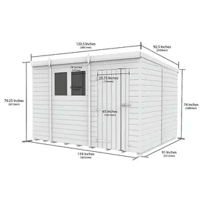 DIY Sheds 10x8 Pent Shed - Double Door With Windows