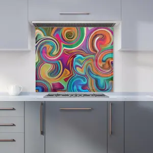 Colourful Wave Pattern Premium Glass Kitchen Splashback W600mm x H750mm