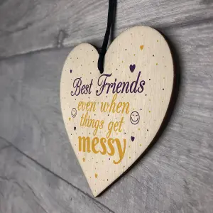 Red Ocean Novelty Friendship Sign Funny Best Friend Plaque Handmade Wooden Hanging Heart Thank You Gift