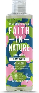 Faith In Nature Body Wash - Wild Rose - 400Ml - Organic Rosehip Oil - Vegan & Cruelty Free