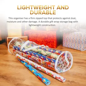 LIVIVO Christmas Wrapping Paper Storage Bag - Cylinder Xmas Gift Wrap Clear Organiser,