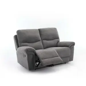 Fosse 2 Seater Manual Recliner Fabric Modern Living Sofa Dark Grey