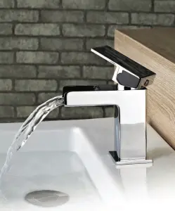 Keenware KBT-004 Bayswater Mini Square Waterfall Basin Mixer Tap: Chrome