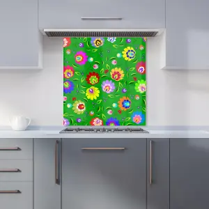 Polish Folk Floral Premium Glass Kitchen Splashback W900mm x H650mm