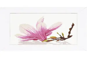 MAGNOLIA W.FLOWER - Counted Cross Stitch Kit: Magnolia Twig with Flower (Aida,W) - Lanarte