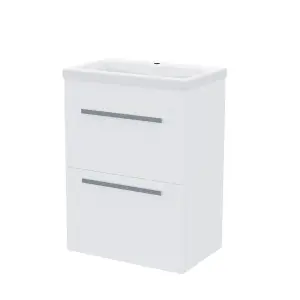 Nes Home 610 mm Basin 2 Drawer Vanity Cabinet & WC Toilet Pan 2-Piece Suite