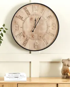 Beliani Industrial Wall Clock DOLE Light Wood