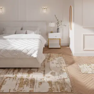 Warm Beige Distressed Abstract Area Rug 240x330cm