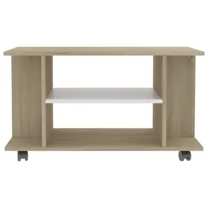 Berkfield TV Cabinet with Castors White and Sonoma Oak 80x40x40 cm Engineered Wood