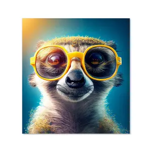 Meerkat With Glasses Splashart Premium Glass Kitchen Splashback W700mm x H650mm