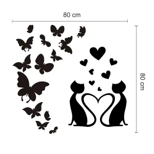 Lovely Cat and Butterflies Mirror Mirror Stickers Nursery Home Decoration Gift Ideas 22 pieces