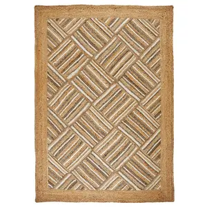 Handmade Modern Natural Easy to Clean Bordered Geometric Rug for Living Room Dining Room & Bedroom-120cm X 170cm