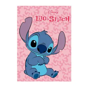 Disney Lilo & Stitch Pink Polar Machine Washable Polyester Soft Blanket 100x140cm