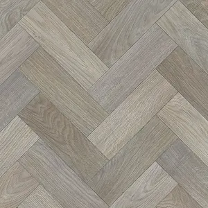 Brown Herringbone Wood Effect Vinyl Flooring For LivingRoom, Kitchen, 2.8mm Vinyl Sheet-5m(16'4") X 2m(6'6")-10m²