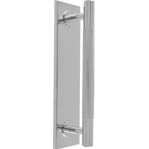 Knurled Drawer Bar Pull Handle & Matching Backplate - Polished Chrome 200 x 40mm