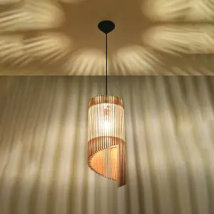 Alexia Wood Natural 1 Light Classic Pendant Ceiling Light