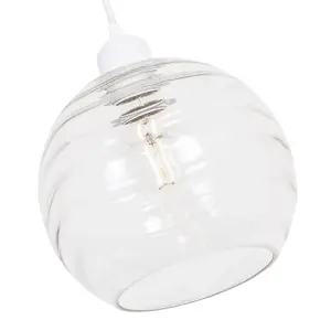 Modern Designer Clear Circular Ribbed Glass Non Electric Pendant Lamp Shade