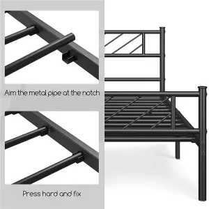 Yaheetech Black 3ft Single Metal Bed Frame with Arrow Design Headboard and Footboard