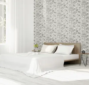 Arthouse Glitter Bloom Silver Wallpaper