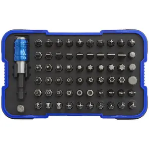 62 Pc Power Tool Security Bit Set - Quick Release Chuck - Plastic Storage Case