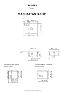 Schock Composite Granite  Manhattan 1.0 Bowl & Drainer Inca Inset Kitchen Sink - MAND100S51