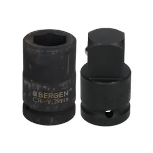 29mm Metric 3/4" or 1" Drive Deep Impact Socket 6 Sided With Step Up Adapter