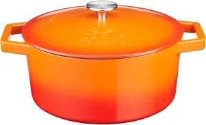 Cast Iron Casserole Set of 2 26cm & 28cm / 4.3L & 5.8L Dishes Oven Proof Enamelled Cast Iron Pans with Lids