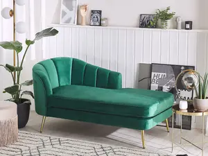 Left Hand Velvet Chaise Lounge Emerald Green ALLIER