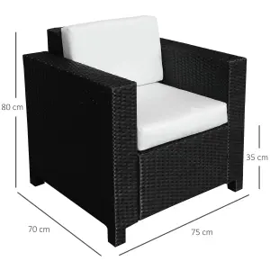 Garden Patio Rattan Wicker Furniture Single Cube Chair Sofa Outdoor Black