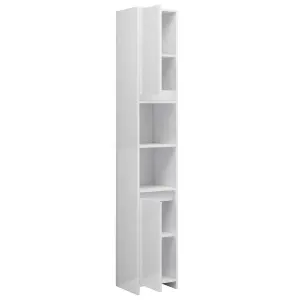 Berkfield Bathroom Cabinet High Gloss White 30x30x183.5 cm Engineered Wood