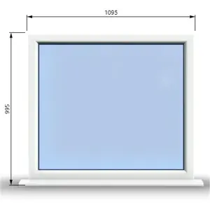 1095mm (W) x 995mm (H) PVCu StormProof Window - 1 Non Opening Window - Toughened Safety Glass - White