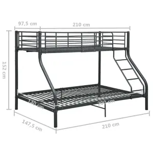 Berkfield Bunk Bed Frame Black Metal 140x200 cm/90x200 cm