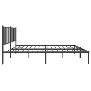 Berkfield Metal Bed Frame with Headboard Black 150x200 cm 5FT King Size