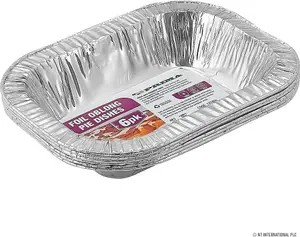 Pack Of 6Foil Oblong Pie Tray Dishes Aluminium Foil Pans Disposable Foil Baking Trays