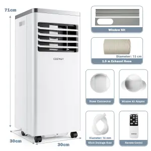 Costway 7000BTU Air Conditioner 3-in-1 Air Cooling Fan Dehumidifier with Remote Control