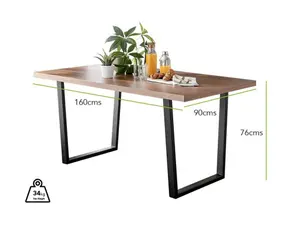 Kylo Brown Wood Effect Dining Table & 6 Cappuccino Milan Black Leg Chairs